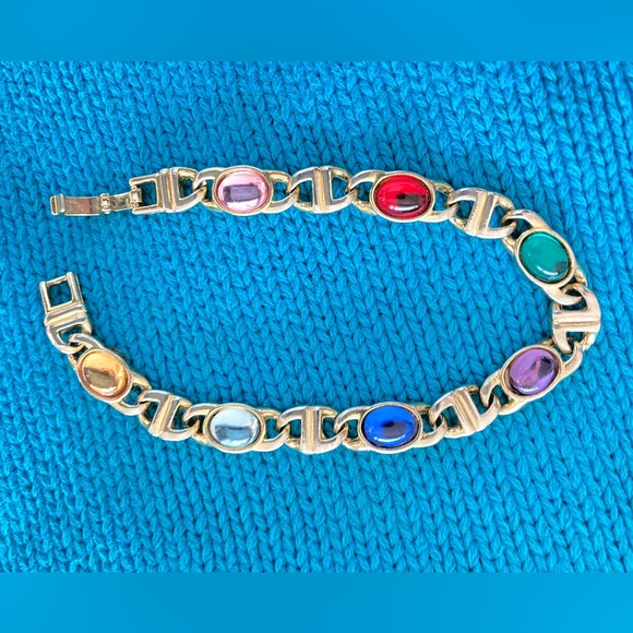 Tennis Bracelet with red green stones multi color bracelet - Picture 2 of 7